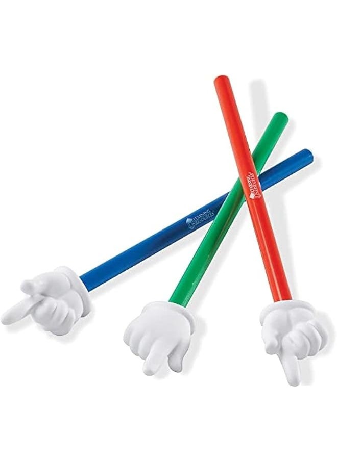 Learning Resources Hand Pointers Assorted Colors Classroom Participation Homeschool Supplies Classroom Supplies Gifts For Teachers Set Of 3 Ages 3+  - Image 1