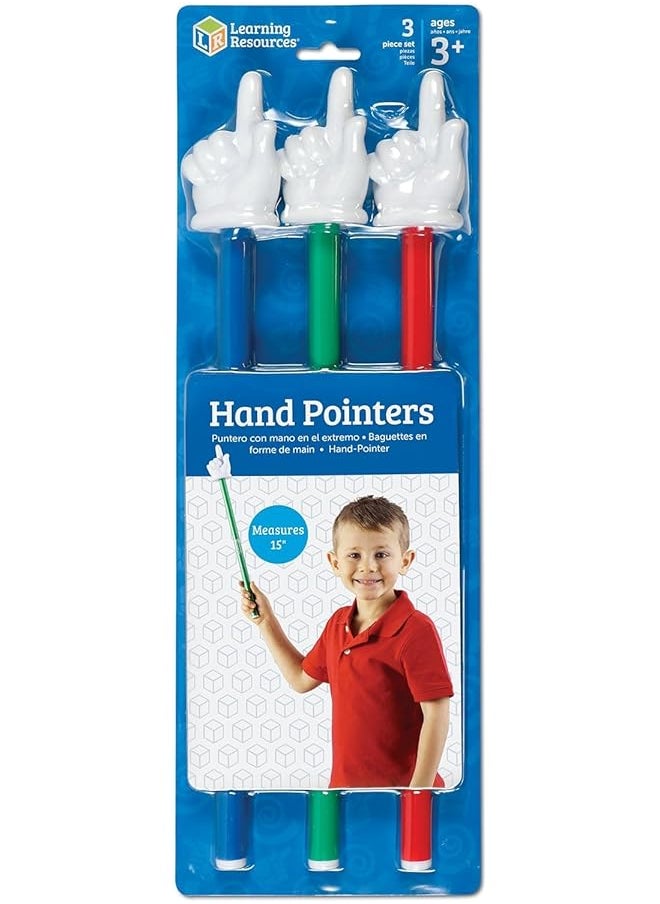 Learning Resources Hand Pointers Assorted Colors Classroom Participation Homeschool Supplies Classroom Supplies Gifts For Teachers Set Of 3 Ages 3+  - Image 2