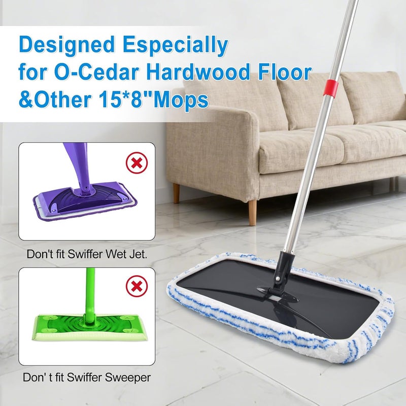 Deisunpet 6 Pack Mop Heads Replacements for Oceda Hardwood Floor 'N More Microfiber Mops,15 X 8 Mop Replace Head for O Ceda Flat Dust Mops,Reusable Mopp Pads for Hardwood Floors Cleaning - Image 3