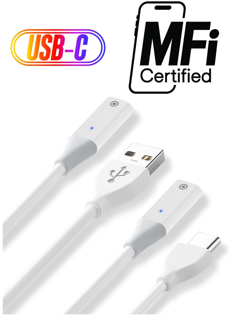 SYOSI Charging Adapter Cable, Compatible with Apple Pencil 1st Generation, USB-C Male to Pencil 1st Gen Charging Cord, USB-A Charger Connector for iPad Pen 1st Gen - 2 Pack, 1m - Image 1