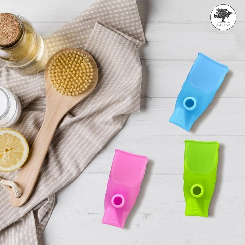 sulfar امتداد صنبور سيليكون مرن || موسع صنبور لغسل وجهك || موسع صنبور لشرب الماء || صنبور للمطبخ والحمام (متعدد الألوان) عبوة من 5 - Image 4