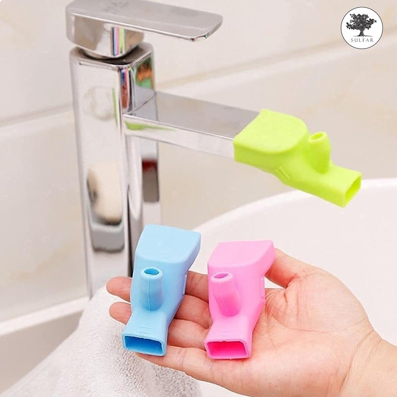 sulfar امتداد صنبور سيليكون مرن || موسع صنبور لغسل وجهك || موسع صنبور لشرب الماء || صنبور للمطبخ والحمام (متعدد الألوان) عبوة من 5 - Image 5