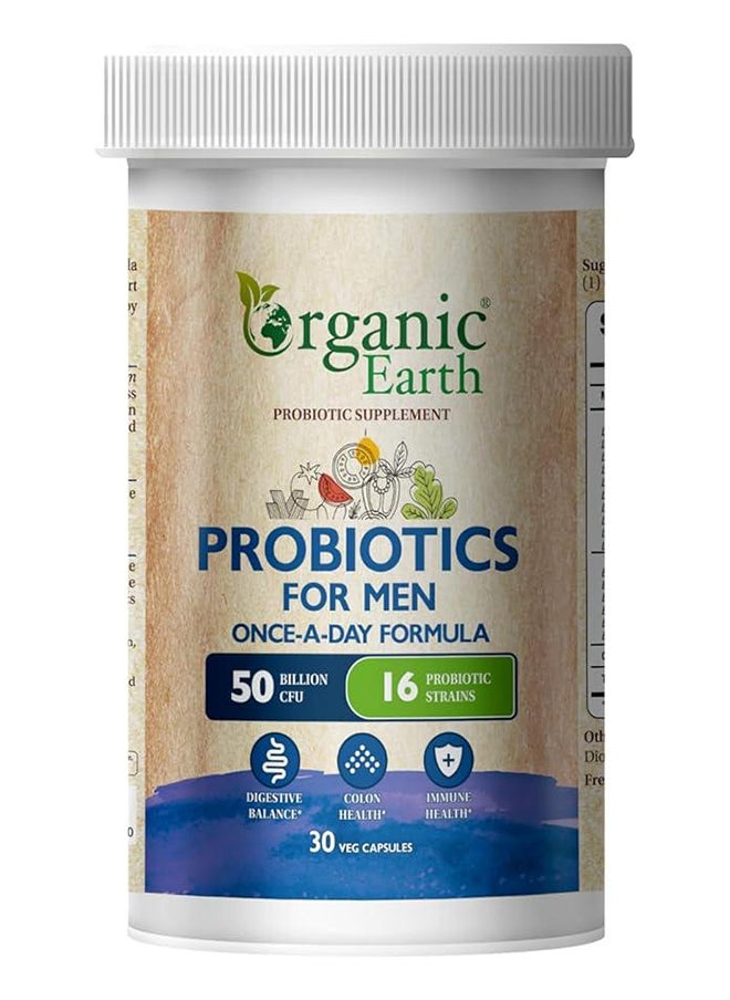 Organic Earth - Probiotics 50 Billion Cfu For Men'S Digestive, Colon And Immune Support, 30S Cap - Image 1