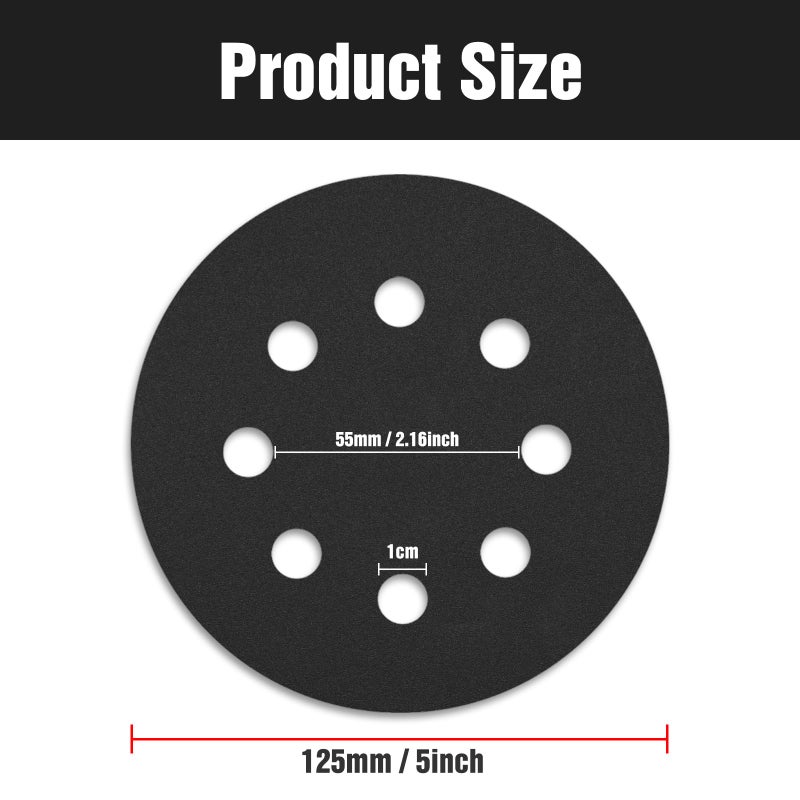 Pukamam 100 Pcs 5 inch Wet Dry Sanding Discs Grit 80 120 180 240 320 400 600 800 1000 2000 Hook and Loop 8 Hole Silicon Carbide Orbital Sander Sandpaper - Image 2