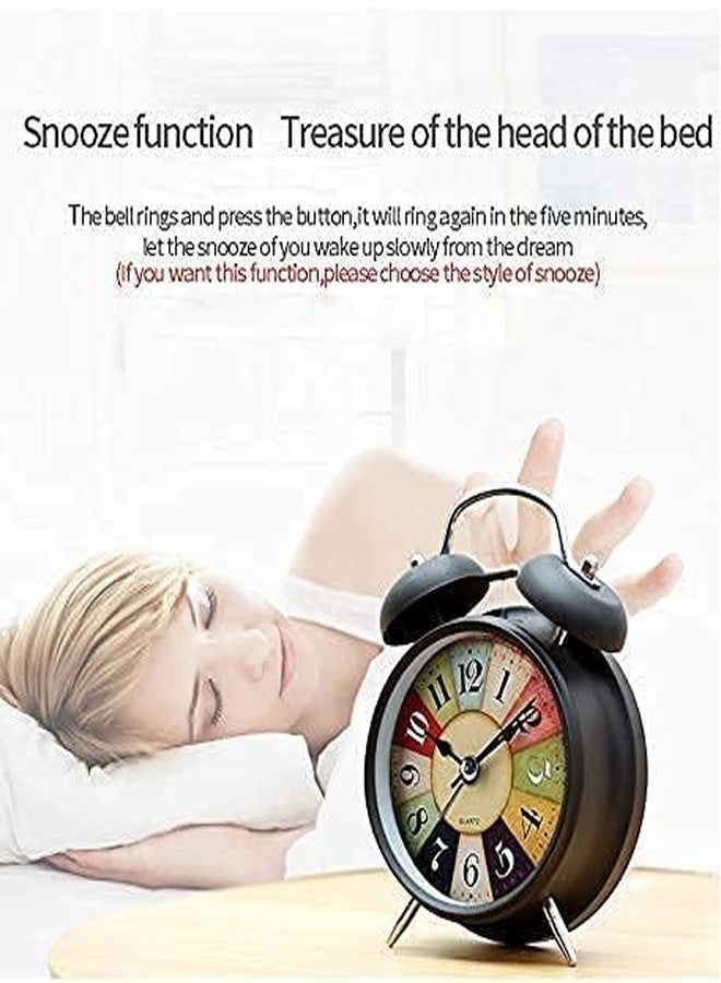 JEMEI Retro 3D Dial Twin Bell Alarm Clock with Night Backlight, Silent Motion & High Volume, Metal Frame Luminous Bedside Alarm for Students, Bedroom, and Office - Vintage Style - Image 4