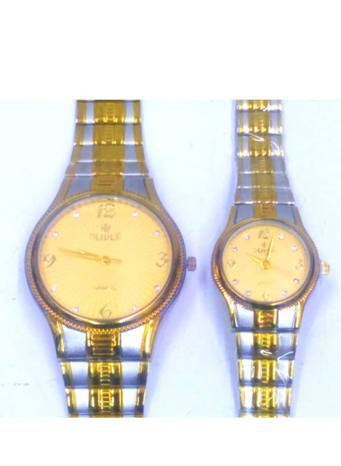 Couples Watch Set, Two-Tone Gold and Silver, Analog Display