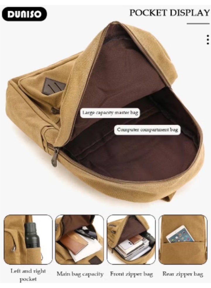 DUNISO New Men’s Canvas Backpack | Retro Workwear Style, Stylish and Durable - Image 3