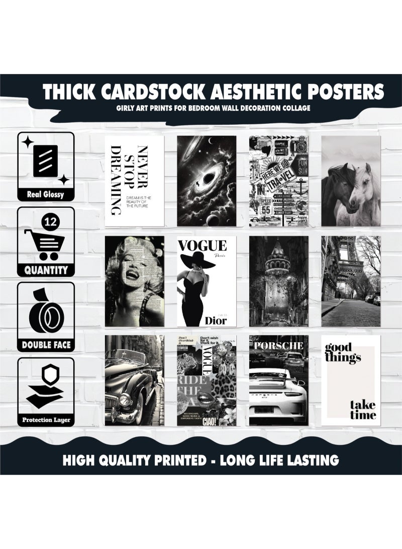 A set of 12 black and white wall posters printed on high-quality 300gsm coated paper, ready for easy installation, with modern designs and stylish motivational quotes, suitable for both genders and compatible with all decor styles. - Image 3