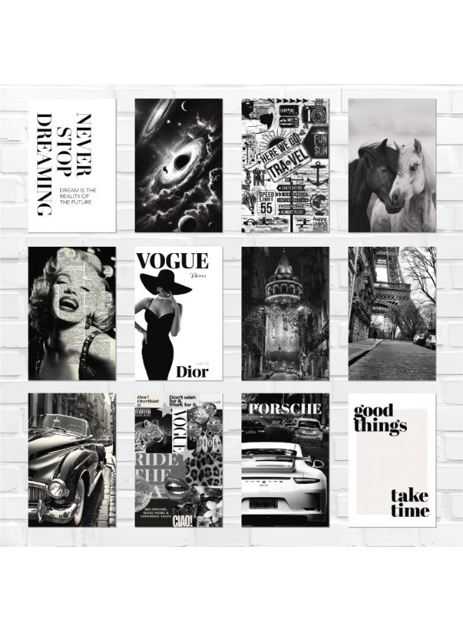 A set of 12 black and white wall posters printed on high-quality 300gsm coated paper, ready for easy installation, with modern designs and stylish motivational quotes, suitable for both genders and compatible with all decor styles. - Image 2