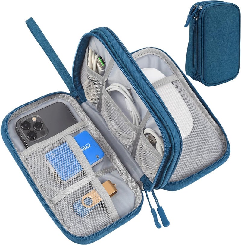 CAOODKDK Electronic Organizer Travel Cable Accessories Bag, Waterproof Electronic Organizer Case, Accessories Organizer Bag for Power Bank, Charging Cords, Chargers, USB Cable, Earphones (Dark Green) - Image 1