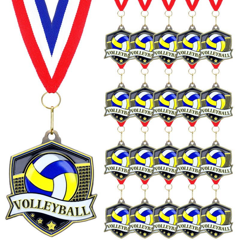 Trnayi 20 Pcs 1020 3040 Pcs Award Medals Bulk Sports Medals with Neck Ribbons 24 Inch Winner Award Trophy Prize Gift for Sports Themed Party Favors Tournaments Match Volleyball - Image 2