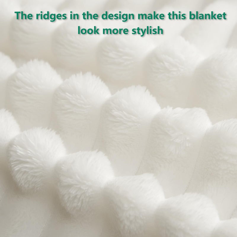 Himeet Fuzzy Blanket Fleece بطانية أبيض دافئ رمي رمي رمي الأريكة لأريكة LAP بطانية FLUFFY VELVET PLUSH - Image 4