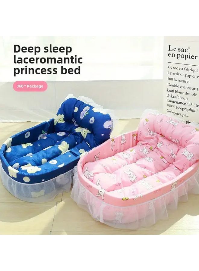 ليسي برينسيس قارب عش وردي أرنب سرير قطط طابقين فروحي سرير حيوان أليف غطاء قابل للإزالة - Image 3