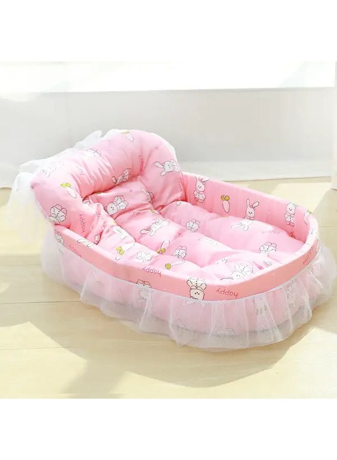 ليسي برينسيس قارب عش وردي أرنب سرير قطط طابقين فروحي سرير حيوان أليف غطاء قابل للإزالة - Image 1