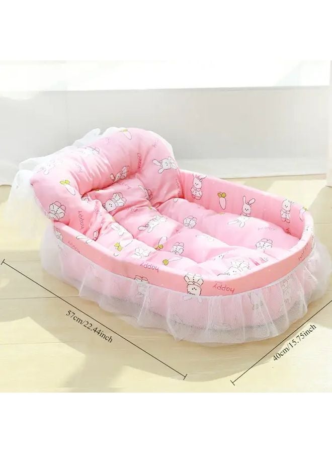 ليسي برينسيس قارب عش وردي أرنب سرير قطط طابقين فروحي سرير حيوان أليف غطاء قابل للإزالة - Image 5