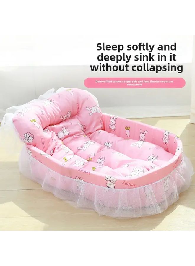 ليسي برينسيس قارب عش وردي أرنب سرير قطط طابقين فروحي سرير حيوان أليف غطاء قابل للإزالة - Image 2