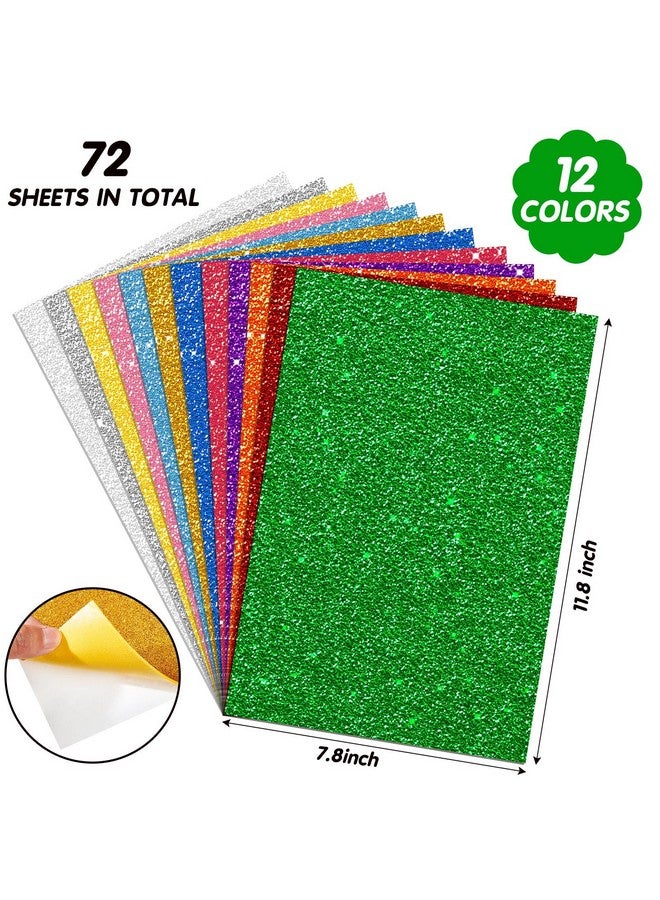 شير 72 قطعة من أوراق الإسفنج اللامعة ذاتية اللصق مقاس 7.8 × 11.8 بوصة ورق لامع من الورق اللامع للحرف اليدوية للأطفال والمشروعات اليدوية اليدوية والأنشطة الصفية (ألوان متنوعة) - Image 2