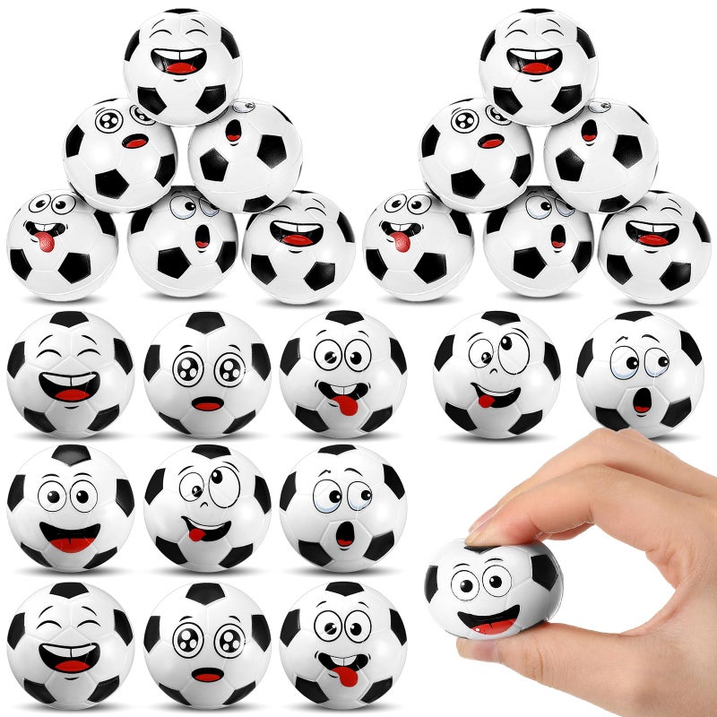 Arrowbash 36 Pcs Mini Face Soccer Stress Balls Bulk Small Soccer Ball Stress and Anxiety Relief Toy Foam Sports Squeeze Balls for School Carnival Reward Sports Soccer Theme Party Favors Gifts - Image 3