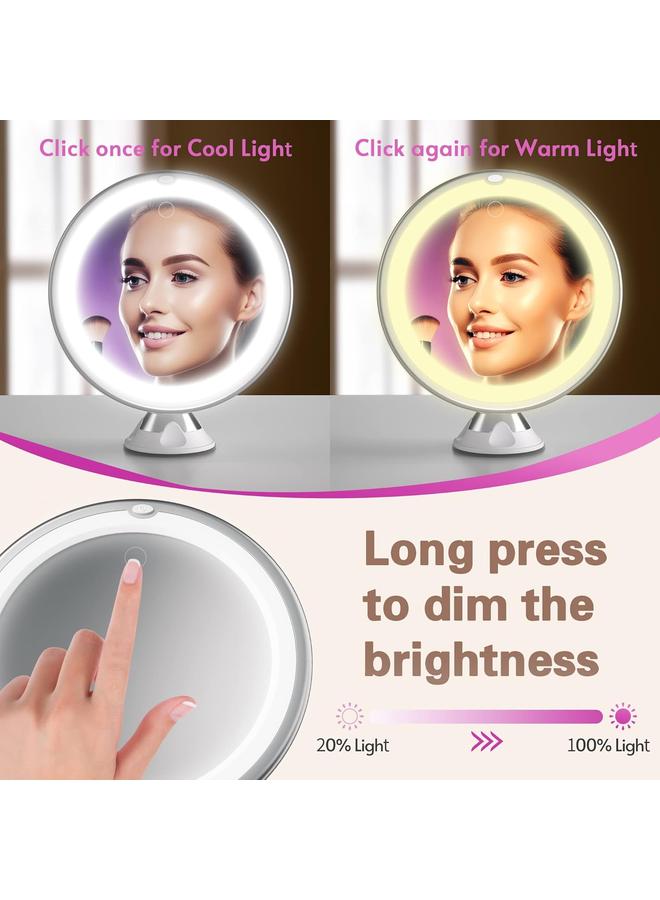 bluejw Upgraded 10x Makeup Mirror with Touch Control, Powerful Locking Suction Cup, and 360 Degree Rotating,Magnifying Mirror with Lights for Home, Bathroom and Travel - Image 3