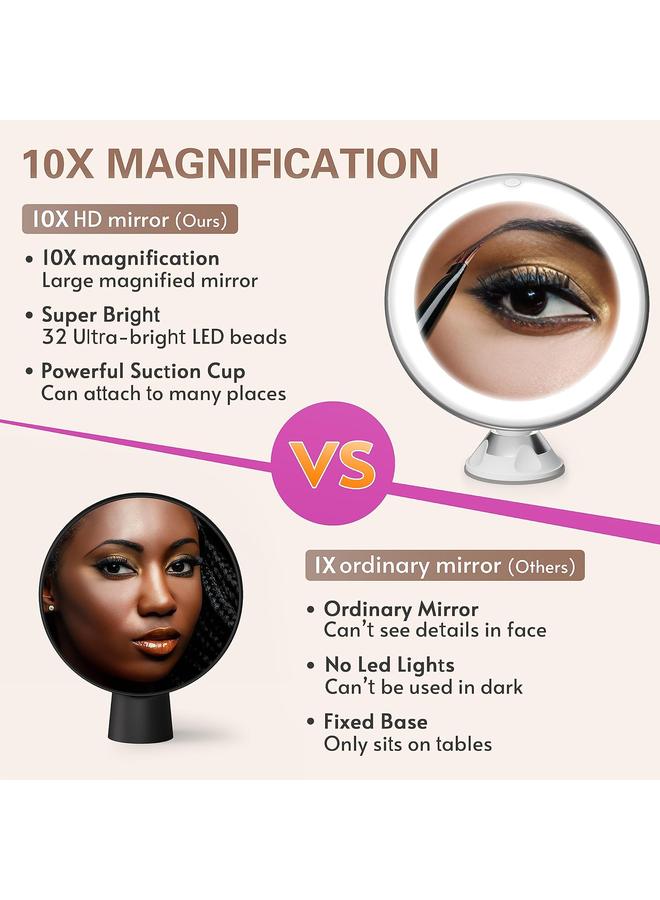 bluejw Upgraded 10x Makeup Mirror with Touch Control, Powerful Locking Suction Cup, and 360 Degree Rotating,Magnifying Mirror with Lights for Home, Bathroom and Travel - Image 4