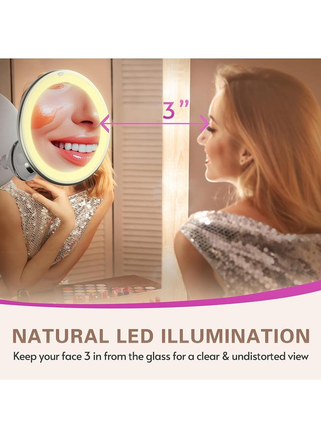 bluejw Upgraded 10x Makeup Mirror with Touch Control, Powerful Locking Suction Cup, and 360 Degree Rotating,Magnifying Mirror with Lights for Home, Bathroom and Travel - Image 5