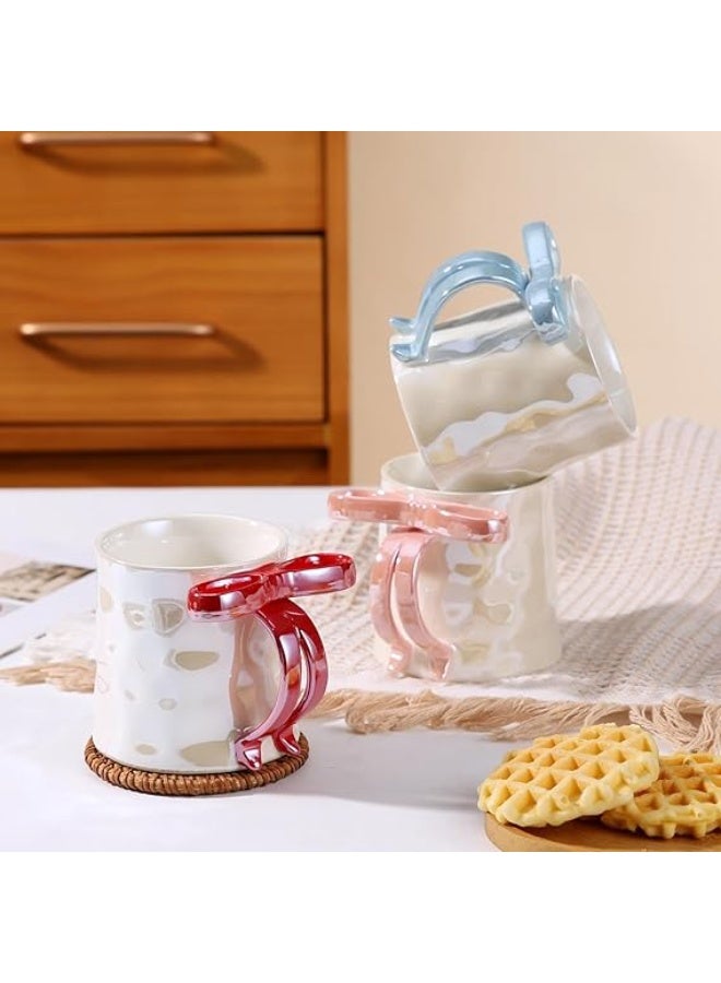 This elegant porcelain mug features a unique bow-shaped handle that adds a stylish and charming touch to its design. It combines beauty and practicality, making it perfect for everyday use or stylish serving. - Image 3