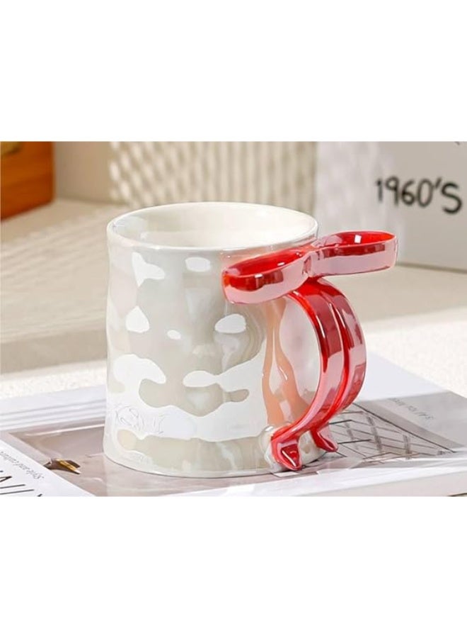 This elegant porcelain mug features a unique bow-shaped handle that adds a stylish and charming touch to its design. It combines beauty and practicality, making it perfect for everyday use or stylish serving. - Image 1