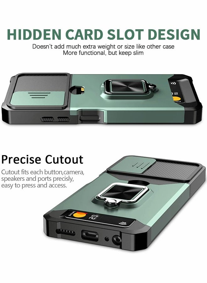 GROIC For Samsung Galaxy S23 Plus Case with Credit Card Storage Design & Slide Camera Cover, Shockproof Dropproof Dust-Proof Heavy Duty Phone  Cover,Ring Bracket Protective Phone Shell for S23 Plus 6.6'' - Image 5