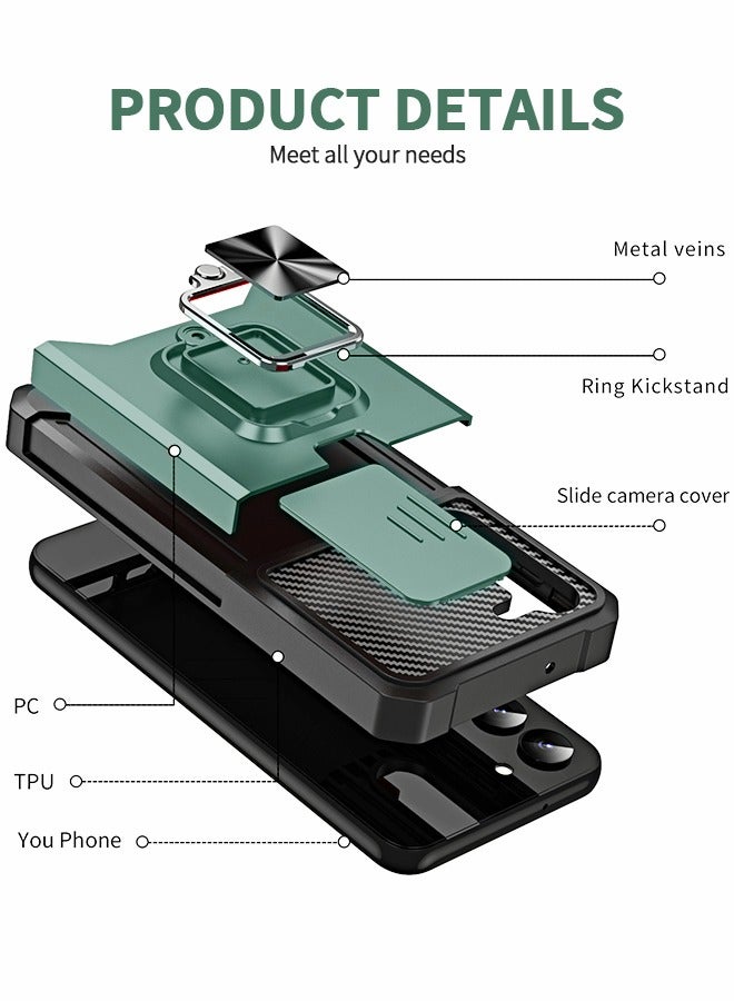 GROIC For Samsung Galaxy S23 Plus Case with Credit Card Storage Design & Slide Camera Cover, Shockproof Dropproof Dust-Proof Heavy Duty Phone  Cover,Ring Bracket Protective Phone Shell for S23 Plus 6.6'' - Image 3
