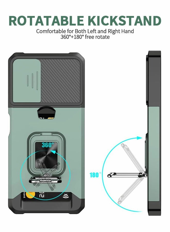 GROIC For Samsung Galaxy S23 Plus Case with Credit Card Storage Design & Slide Camera Cover, Shockproof Dropproof Dust-Proof Heavy Duty Phone  Cover,Ring Bracket Protective Phone Shell for S23 Plus 6.6'' - Image 2