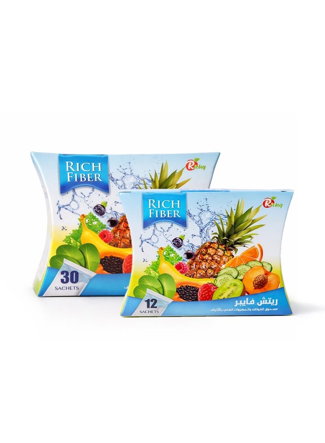 ريتش فايبر مسحوق ألياف غذائية طبيعية | مزيج ألياف الخضار والفواكه | دعم الهضم والإحساس بالشبع | مكمل غذائي يومي - 42 ظرف - Image 1
