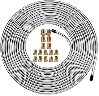 MuHize MuHize Muhize 25 Ft. of 3/16 Zinc-Coated Brake Line Tubing Kit - 25 ft 3/16 Steel Tube Roll (Includes 16 Fittings) - Image 1