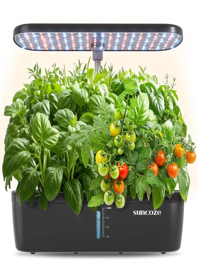 SUNCOZE Hydroponics Growing System Kits with 4L Water Tank, 12H/14H/16H Light Mode, Black - Image 1