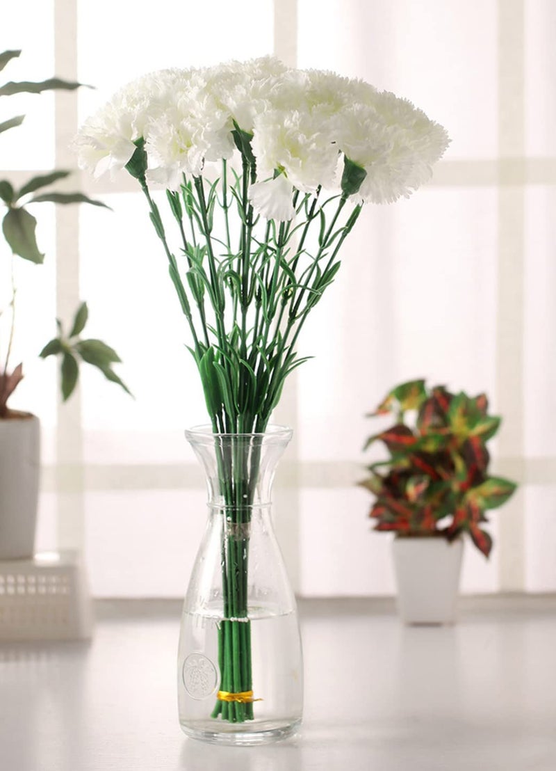 Fourwalls Artificial Synthetic Single Carnation Flower Stick (45 cm Tall, Set of 20, White) - Image 2