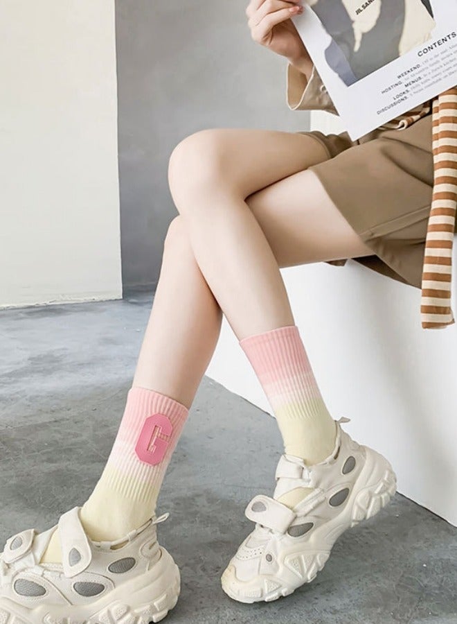 Generic 4-piece outfit women's Multicolour sports socks，letter style socks pure cotton thin style sports socks，Running fitness socks - Image 5