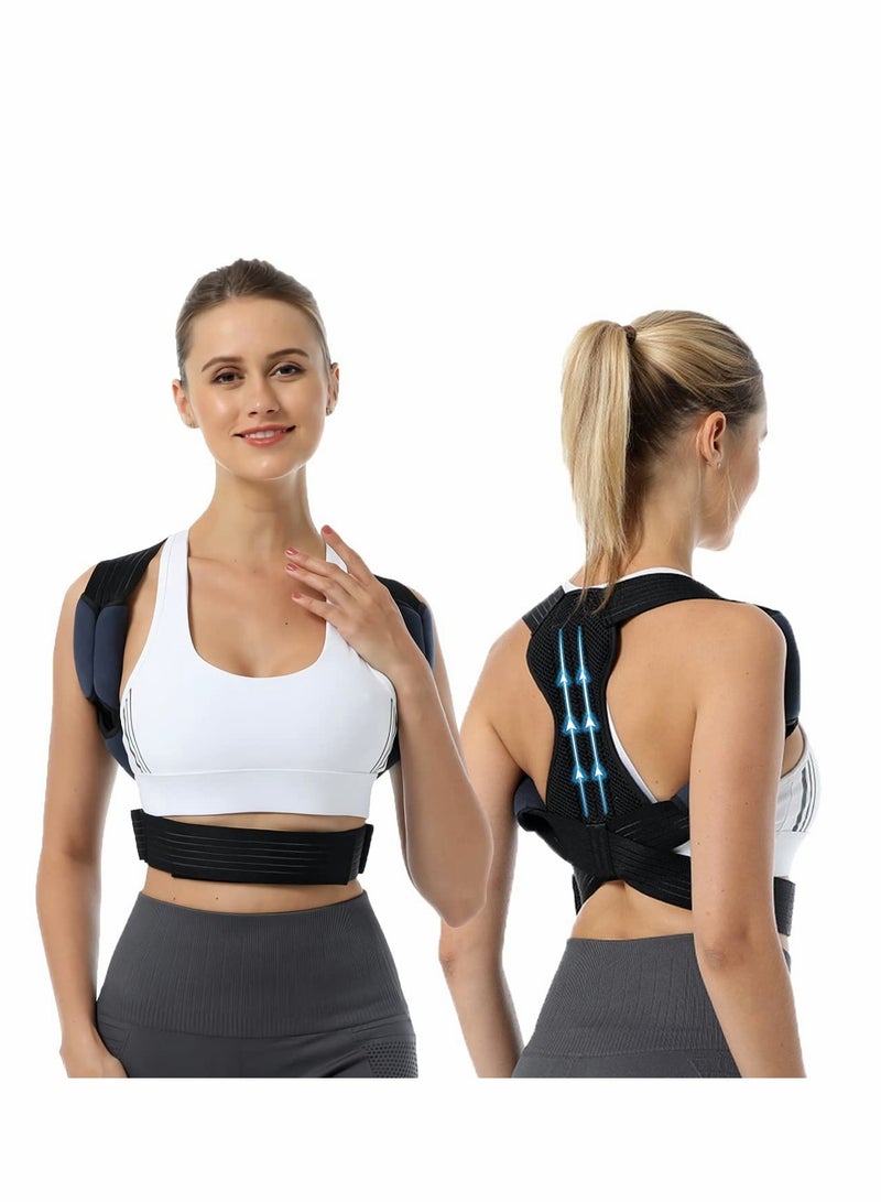 SOLARAE Posture Corrector for Women And Men, 33"-39" Adjustable Upper Back Brace With Cotton Shoulder Pads for Clavicle Support And Providing Pain Relief From Neck, Shoulder And Upper Back, M - Image 1