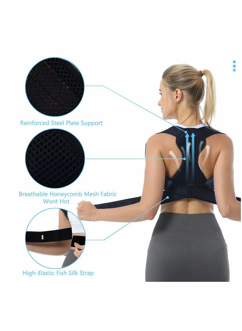 SOLARAE Posture Corrector for Women And Men, 33"-39" Adjustable Upper Back Brace With Cotton Shoulder Pads for Clavicle Support And Providing Pain Relief From Neck, Shoulder And Upper Back, M - Image 2