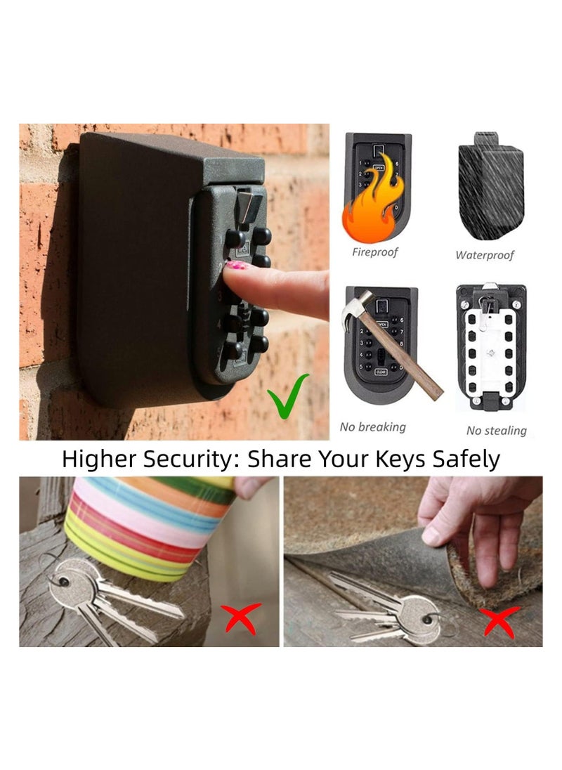 General - Indoor and Outdoor Key Lock BoxesWall Mounted Push Button Combination Key Security StorageSecurity Lock Box with Black Rubber Cover and Wall Bolt Fixing - Image 1