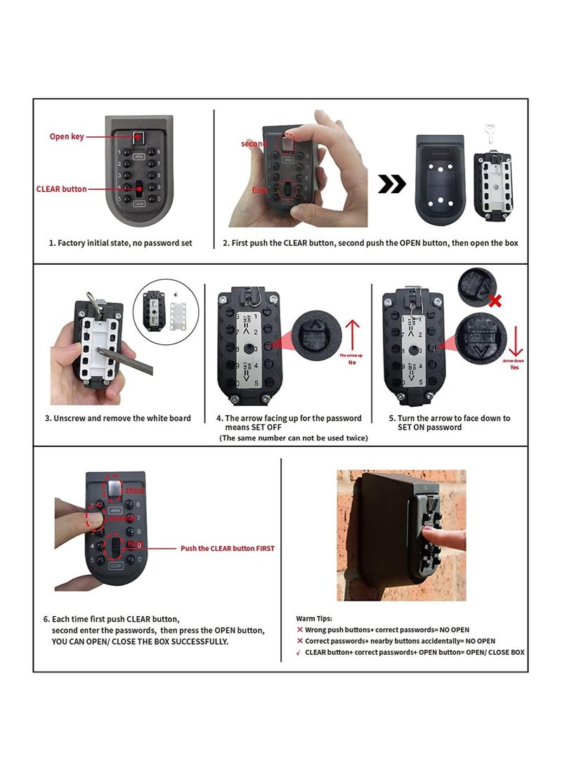 General - Indoor and Outdoor Key Lock BoxesWall Mounted Push Button Combination Key Security StorageSecurity Lock Box with Black Rubber Cover and Wall Bolt Fixing - Image 1