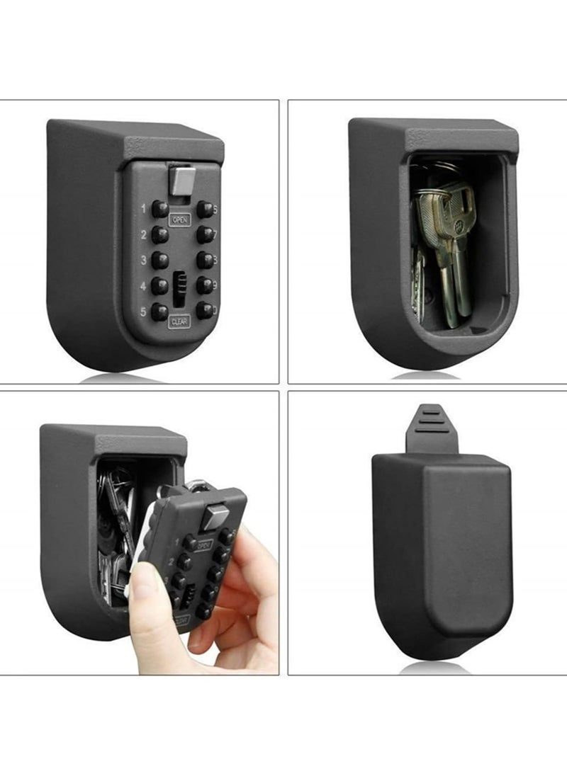General - Indoor and Outdoor Key Lock BoxesWall Mounted Push Button Combination Key Security StorageSecurity Lock Box with Black Rubber Cover and Wall Bolt Fixing - Image 1