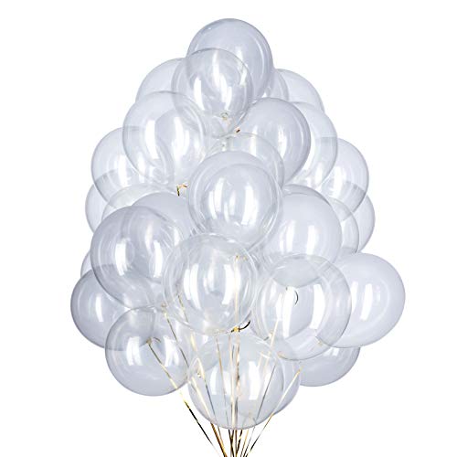 YESON 12 Inch Clear Balloons Party Latex Helium Transparent BalloonPack of 50 - Image 1
