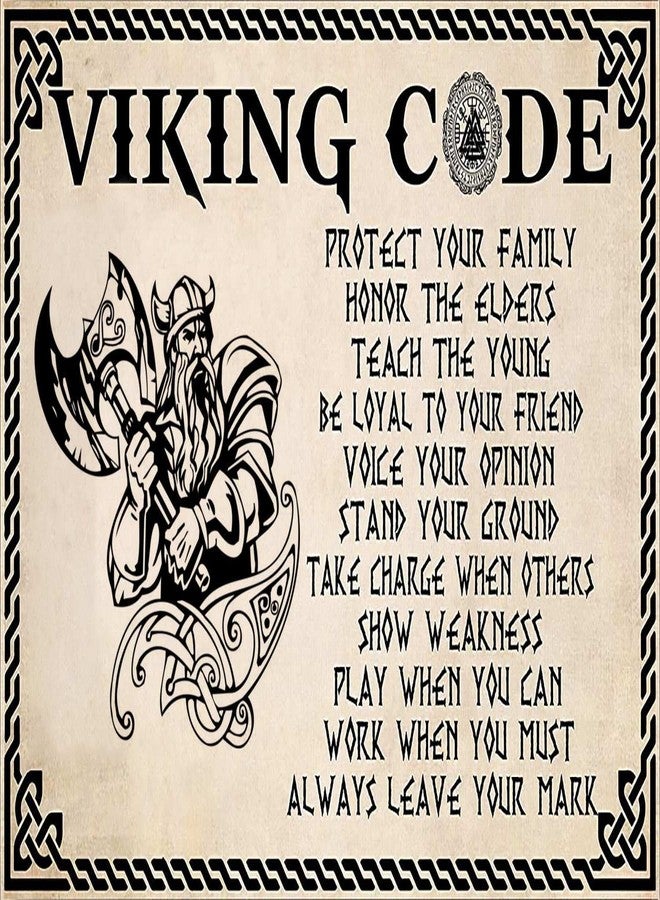 Bestylez Viking Gifts For Men Viking Code Sign Viking Wall Decor For Home Bar 8x12 inches (963) - Image 1