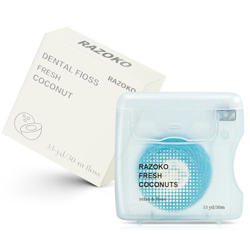 RAZOKO Coconut Oil Infused Woven Dental Floss, Vegan and Cruelty-Free, Coconut Scent, 2 Month Supply (33 Yds x 1 Units) - Image 1
