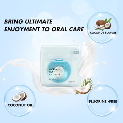 RAZOKO Coconut Oil Infused Woven Dental Floss, Vegan and Cruelty-Free, Coconut Scent, 2 Month Supply (33 Yds x 1 Units) - Image 3