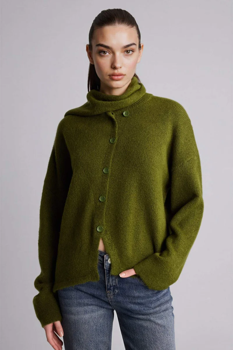 ديفاكتو Regular Fit Crew Neck Knitwear Cardigan