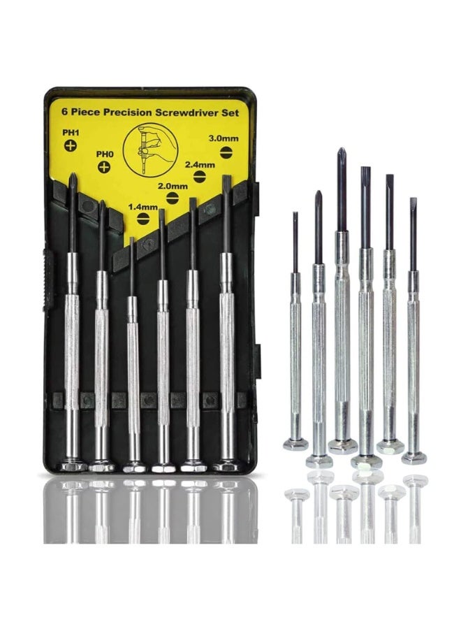 6 PCS Mini Precision Screwdriver Set – Small Screwdriver Kit with 6 Different Size Flathead and Phillips Bits for Jewelry Watch iPhone Eyeglass Electronics Repair - Image 1