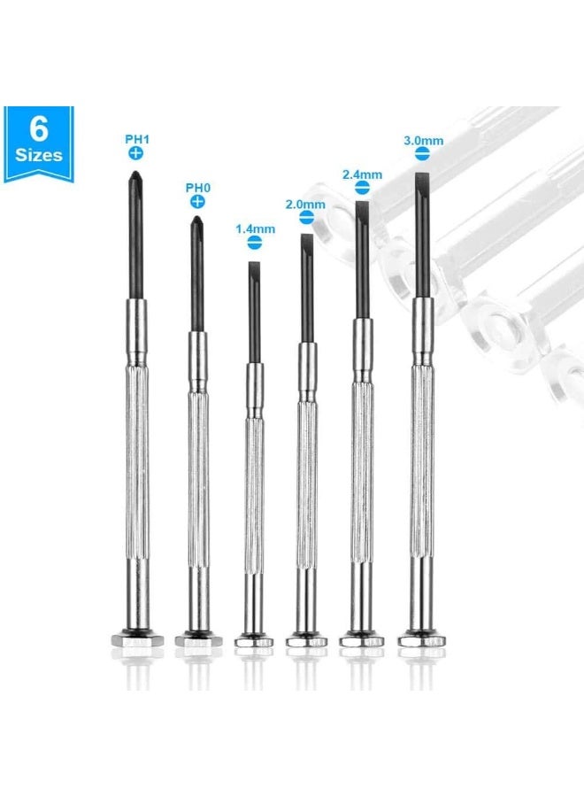 6 PCS Mini Precision Screwdriver Set – Small Screwdriver Kit with 6 Different Size Flathead and Phillips Bits for Jewelry Watch iPhone Eyeglass Electronics Repair - Image 2