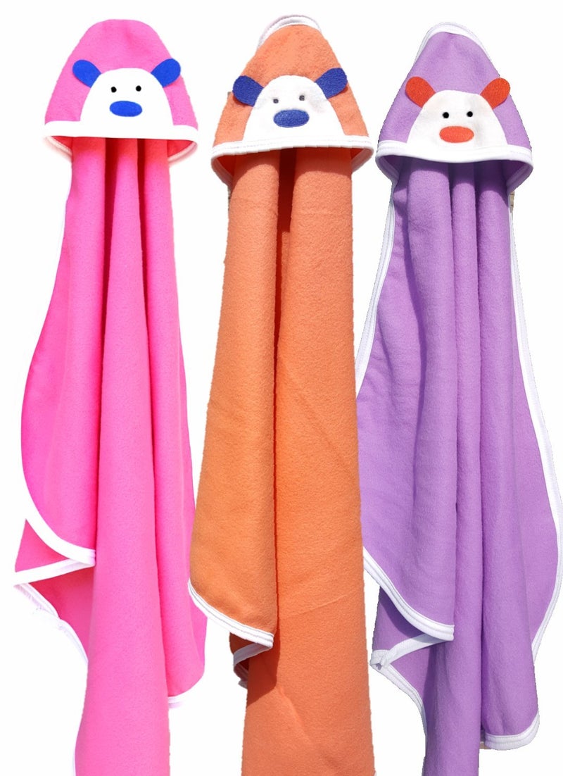 BRANDONN Newborn Original 3PCS.. Big Size (36 X 27) Cute Baby Blankets for Babies (Orange, Purple, Hotpink; Pack of 3) - Image 1