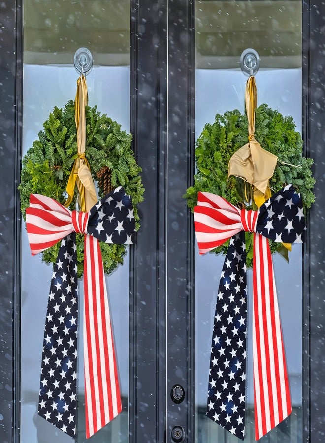 Yoirrat 2Pcs 4th of July Wreath Sash for Front Door Independence Day Wreath Satin Sash Patriotic Embroidery Monogram Wreath Sash Accessories for July 4th Decorations Outdoor Indoor Home Party Yard Doorway - Image 5