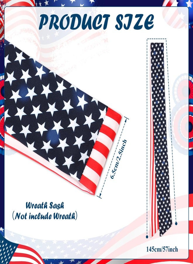 Yoirrat 2Pcs 4th of July Wreath Sash for Front Door Independence Day Wreath Satin Sash Patriotic Embroidery Monogram Wreath Sash Accessories for July 4th Decorations Outdoor Indoor Home Party Yard Doorway - Image 2